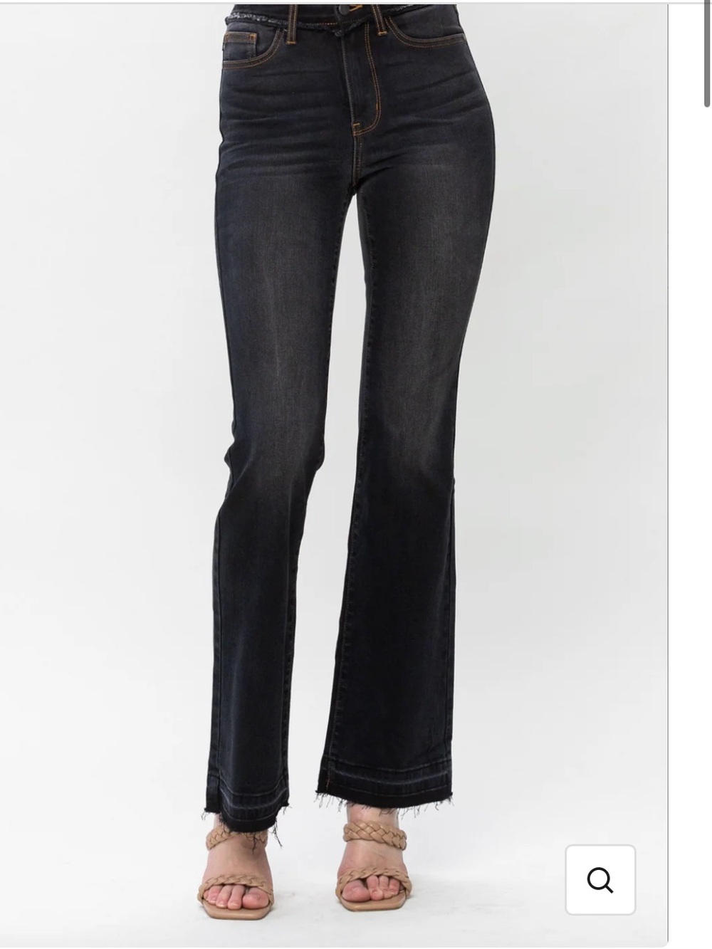 NWT Judy Blue Vintage Black Release Hem Slim Bootcut Jeans High Rise Denim Pants
